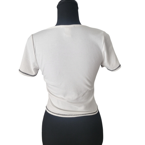 Caution To The Wind White Ribbed Crop Top - Picture 3 of 4